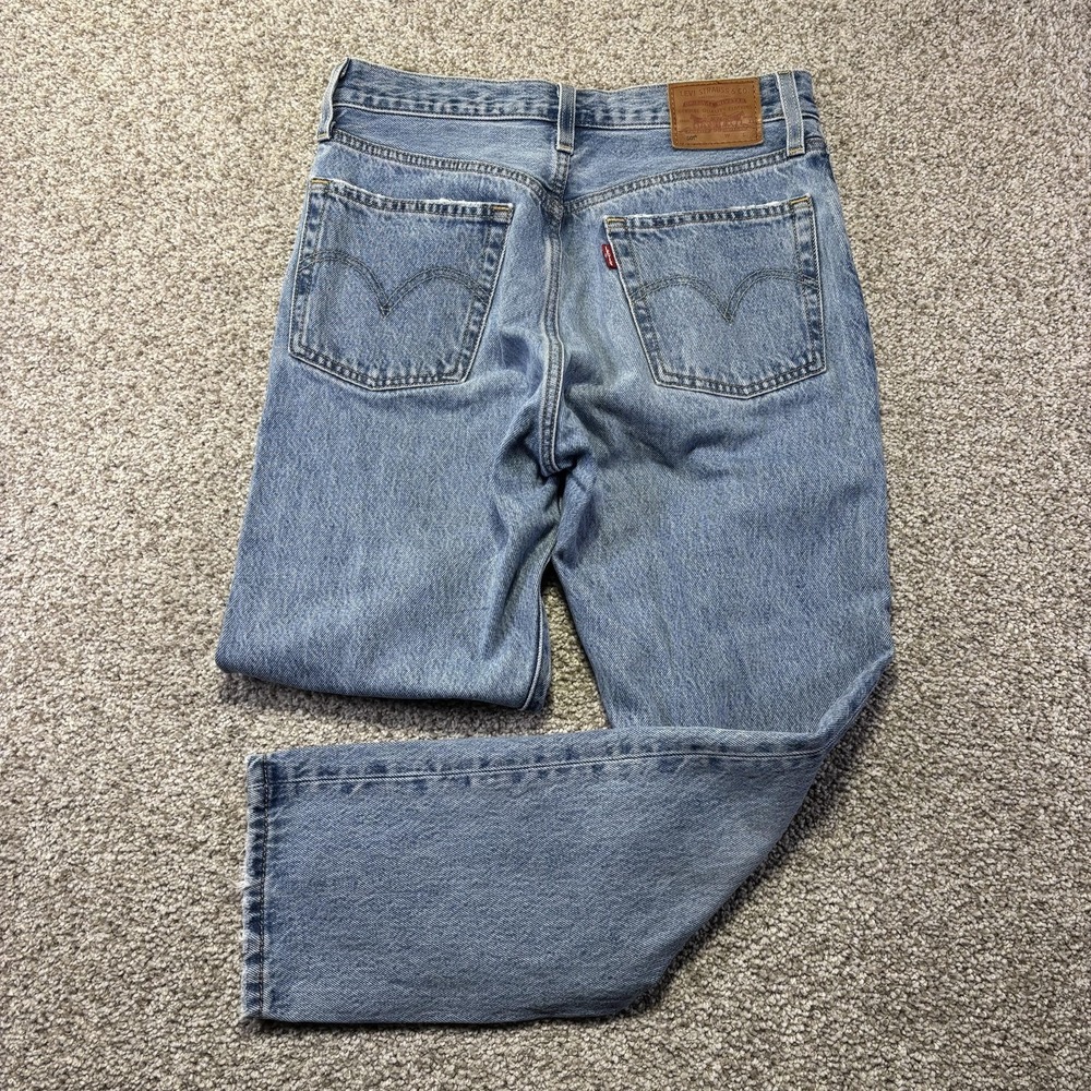 Levis Premium 501 Straight Jeans Womens W26 L26 Light Wash Distressed Denim